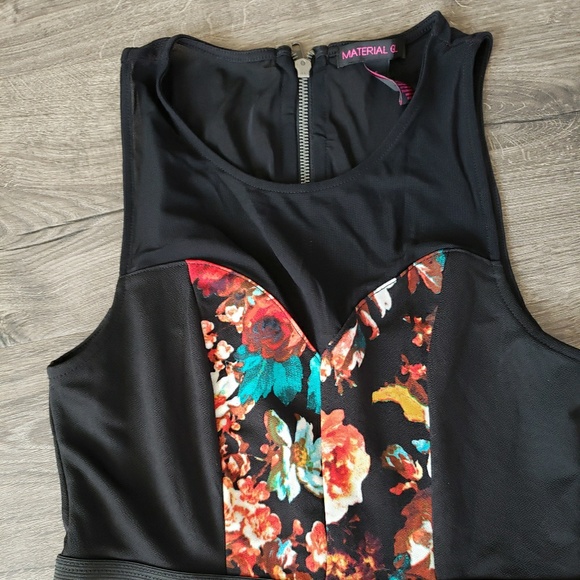 Material Girl Black & Floral Illusion Dress sz S - Picture 2 of 4